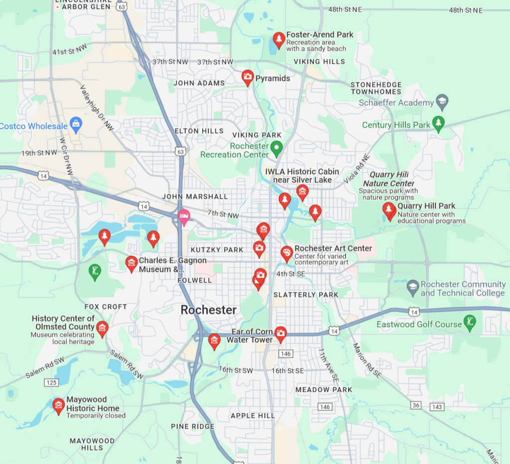 Transportation Service Map for Rochester, Minnesota